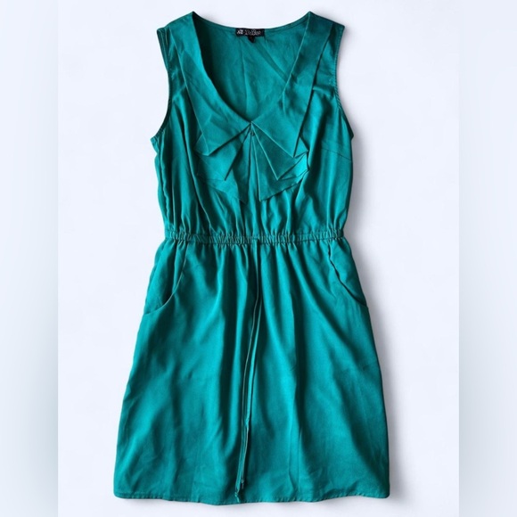 90s BeBop Womens Green Sleeveless V-Neck Bow Cute Fairy Core Sundress Medium - Picture 2 of 10